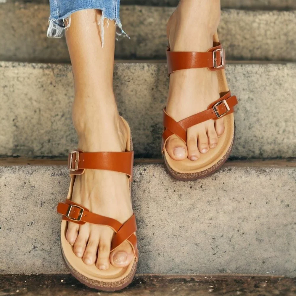 🆕️ Toe Ring Footbed Slide Trendy Beach Summer Fashion Sandals Size 8 - Picture 5 of 9